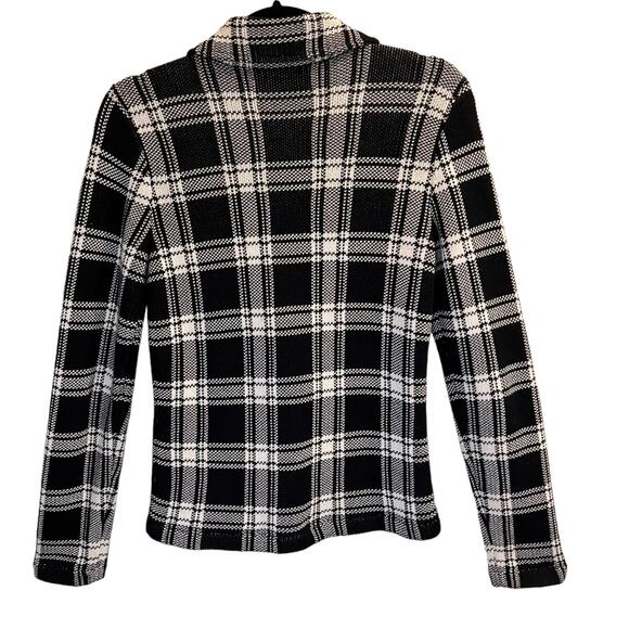 Chaps Women's Black White Plaid Cotton Full Zip Knit Long Sleeve Jacket Size XS - Picture 15 of 16